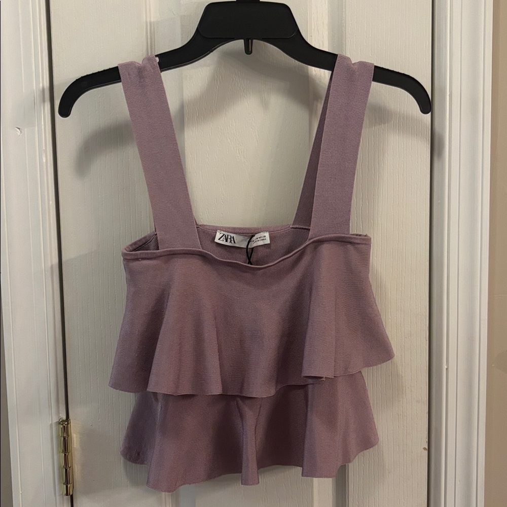 NWOT Zara Mauve Double-Layered Crop Top